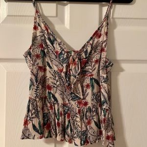 Floral Tie Front Tank Top